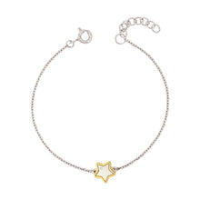 Load image into Gallery viewer, Recycled Silver Star Bracelet With Yellow Gold Plated Detail And Diamond
