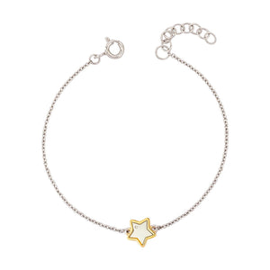Recycled Silver Star Bracelet With Yellow Gold Plated Detail And Diamond