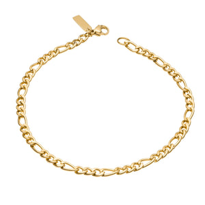 Figaro Link Chain Bracelet With Yellow Gold Plating