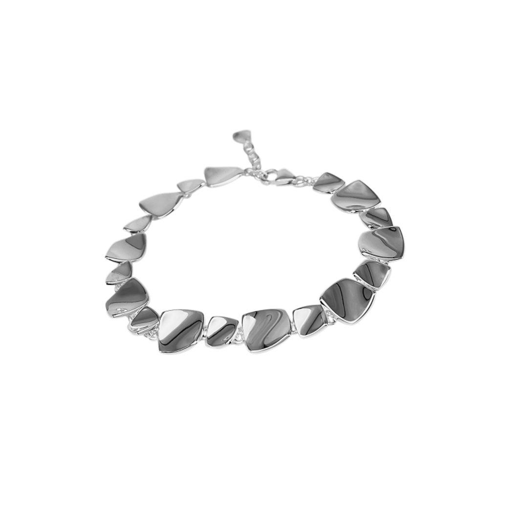 Silver Concave Square Links Bracelet