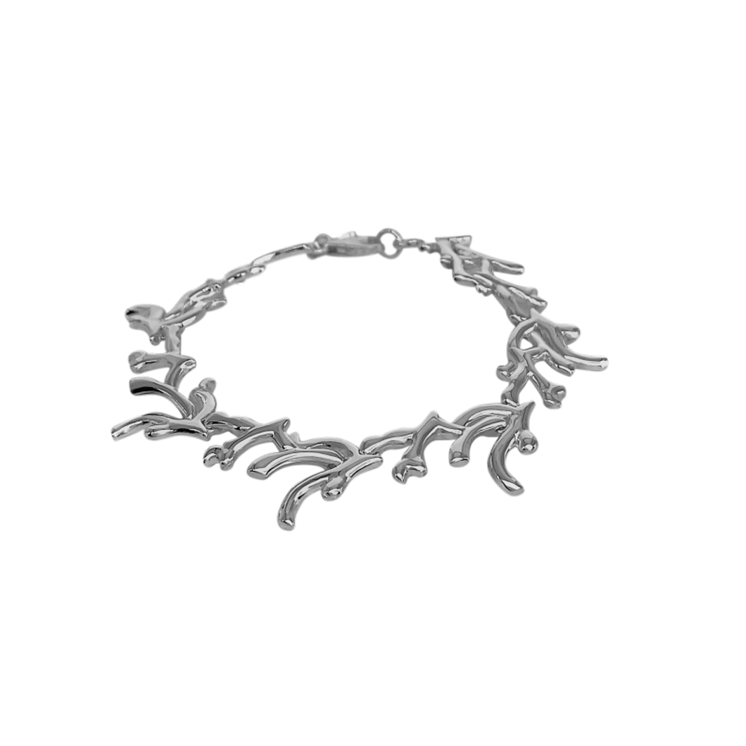Silver Coral Link Bracelet