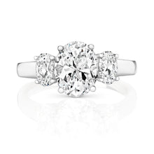 Load image into Gallery viewer, Three Stone Oval Cut Cubic Zirconia Claw Set Ring
