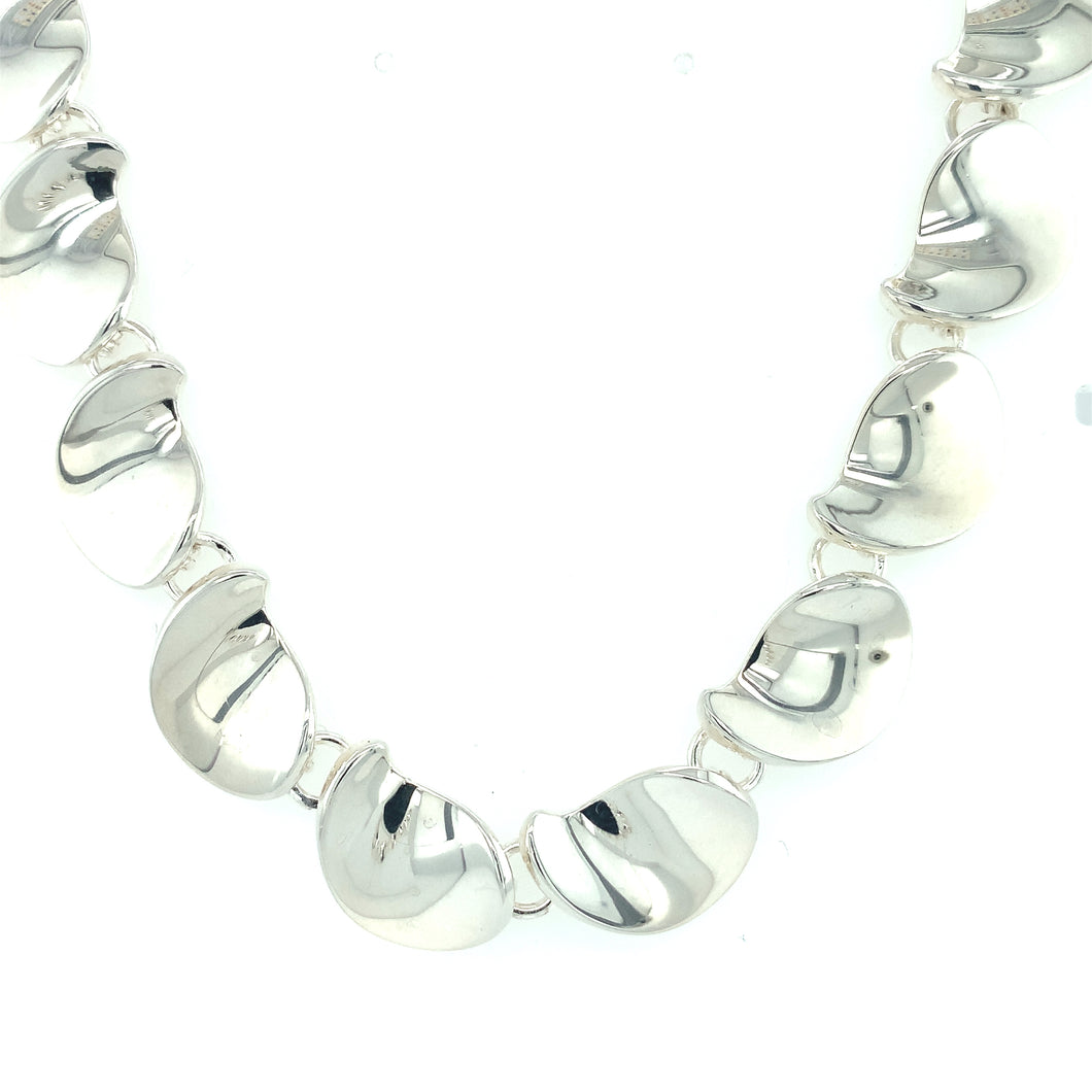 Silver Curled Teardrop Necklace