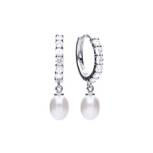 Load image into Gallery viewer, White Shell Pearl Hoop Earrings
