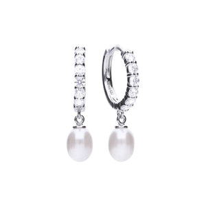 White Shell Pearl Hoop Earrings