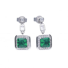 Load image into Gallery viewer, Art Deco Style Emerald CZ Pavé Earrings

