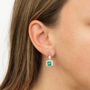 Art Deco Style Emerald CZ Pavé Earrings