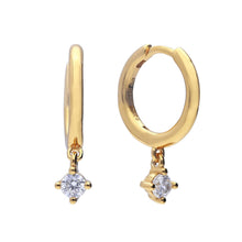 Load image into Gallery viewer, Gold Plated Hoop Earrings With Drop Cubic Zirconia
