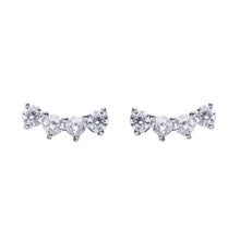 Load image into Gallery viewer, Four Stone Crawler Stud Earrings With Cubic Zirconia
