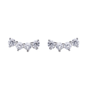 Four Stone Crawler Stud Earrings With Cubic Zirconia