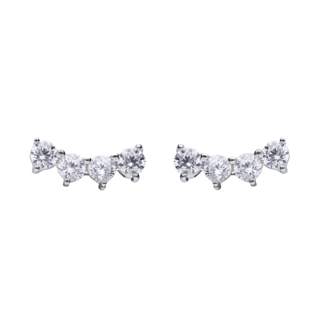 Four Stone Crawler Stud Earrings With Cubic Zirconia