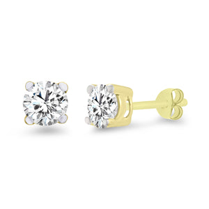 Yellow And White Gold Solitaire Diamond Stud Earrings 0.20cts