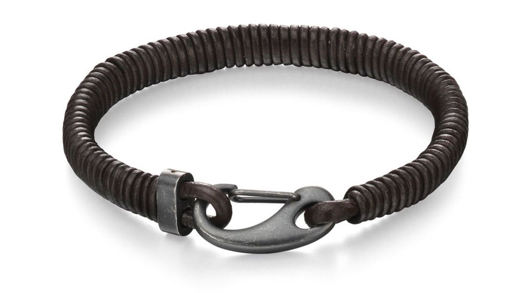 Leather Bracelet With IP Antique Clasp