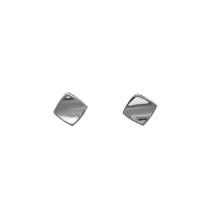 Silver Concave Square Earrings