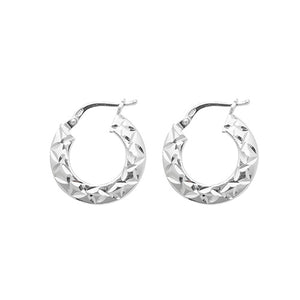 Silver 10mm Diamond Cut Hoop Earrings