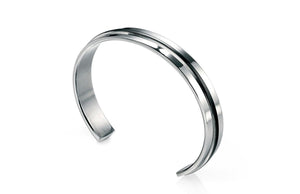 Stainless Steel Black PVD Stripe Cuff Bangle