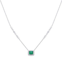 Load image into Gallery viewer, Art Deco Style Emerald CZ Pavé Necklace
