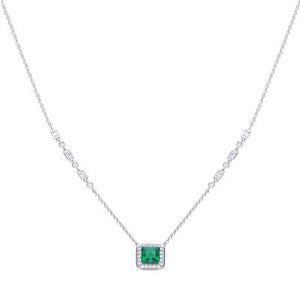 Art Deco Style Emerald CZ Pavé Necklace