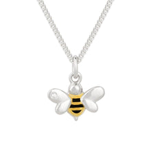 Load image into Gallery viewer, Recycled Silver Bee Necklace With Yellow Gold Plating, Enamel And Diamond

