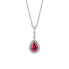 Load image into Gallery viewer, Red Diamonfire Zirconia Teardrop Necklace with Pave Surround
