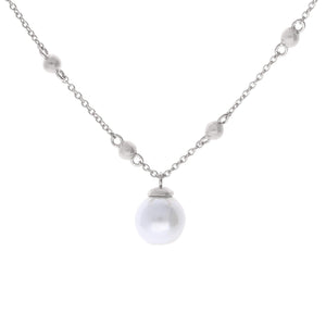 Trace Chain Station Necklace With Shell Pearl