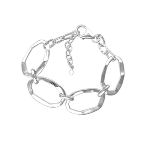 Silver Oval Hammered Bracelet