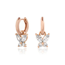 Load image into Gallery viewer, Sparkle Butterfly Marquise Butterfly Huggie Hoops Rose Gold
