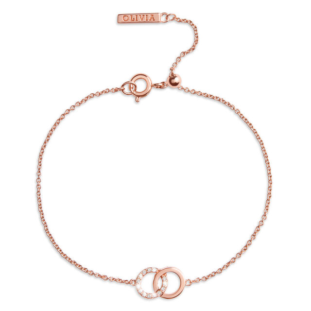 Bejewelled Interlink Chain Bracelet Rose Gold