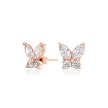 Load image into Gallery viewer, Sparkle Butterfly Marquise Butterfly Studs Rose Gold
