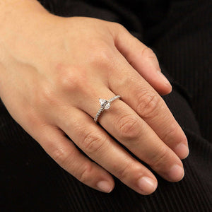 Shaped Zirconia Ring with Pave Shoulders