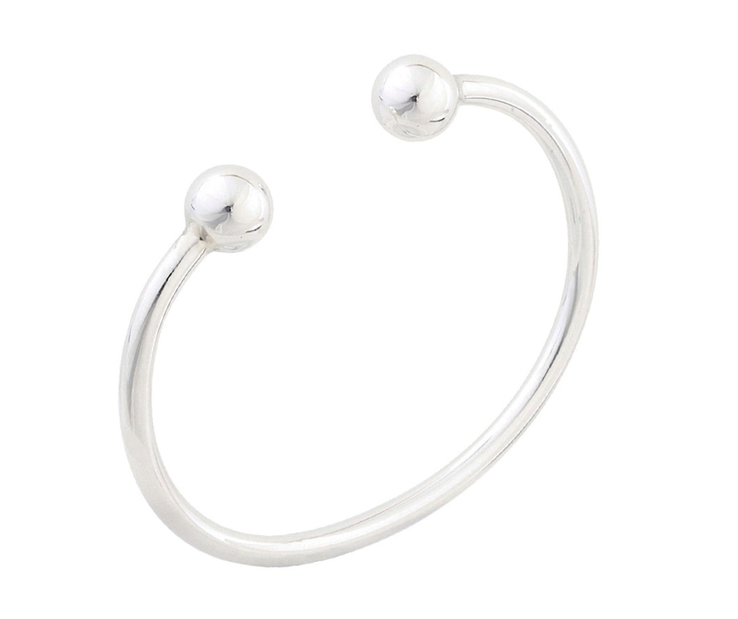 Silver Ladies Torque Bangle 7.8mm Ball Ends