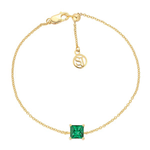 Bracelet Ellera Quadrato - 18K Plated With Green Zirconia
