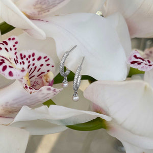 Earrings Ellera Perla Medio With White Zirconia And Freshwater Pearl