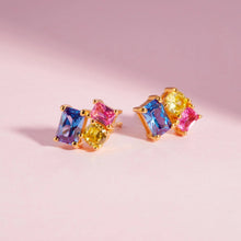 Load image into Gallery viewer, Earrings Ivrea Tre - 18K Gold Plated With Multicoloured Zirconia
