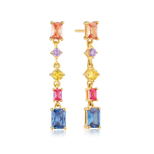 Earrings Ivrea Cinque - 18K Gold Plated With Multicoloured Zirconia