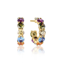 Load image into Gallery viewer, Earrings Belluno Creolo - 18K Gold Plated With Multicoloured Zirconia
