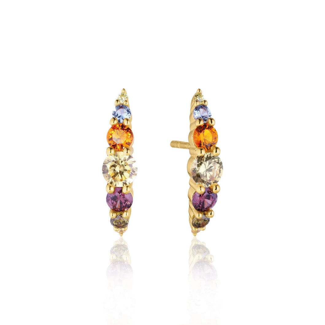 Earrings Belluno -18K Gold Plated With Multicoloured Zirconia