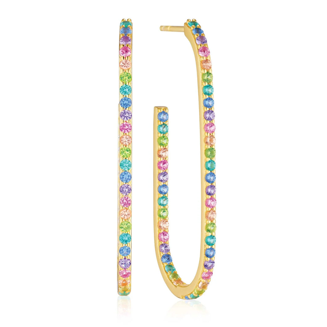 Earrings Capizzi X-Grande - 18K Gold Plated With Multicoloured Zirconia