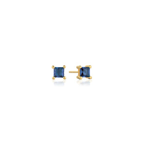 Earrings Ellera - 18K Plated With Blue Zirconia