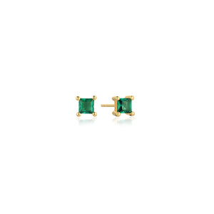 Earrings Ellera - 18K Plated With Green Zirconia