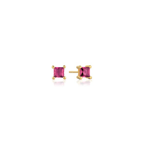 Earrings Ellera - 18K Plated With Pink Zirconia
