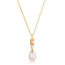 Load image into Gallery viewer, Necklace Gallatina - 18K Plated With Freshwater Pearl And Champagne Cubic Zirconia
