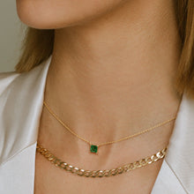 Load image into Gallery viewer, Necklace Ellera Quadrato - 18K Plated With Green Zirconia
