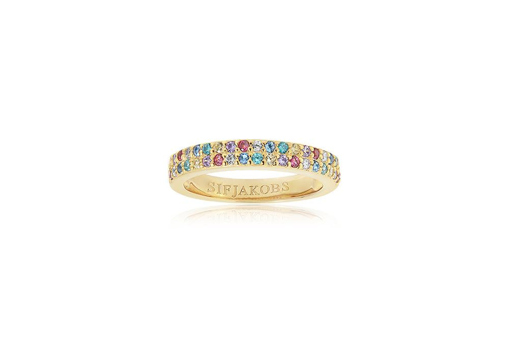 Ring Corte Due - 18K Gold Plated With Multicoloured Zirconia