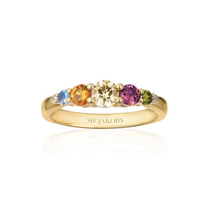 Ring Belluno -18K Gold Plated With Multicoloured Zirconia