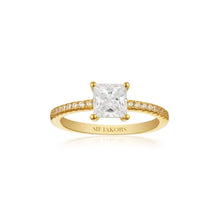 Load image into Gallery viewer, Ring Ellera Quadrato - 18K Gold Plated With White Zirconia
