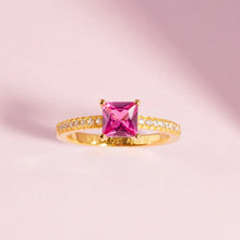 Load image into Gallery viewer, Ring Ellera Quadrato - 18K Plated With Pink Zirconia
