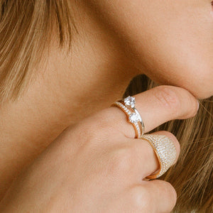 Ring Ellera Uno Grande - 18K Gold Plated With White Zirconia