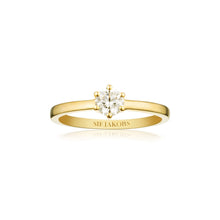 Load image into Gallery viewer, Ring Ellera Uno Pianura Grande - 18K Gold Plated With White Zirconia
