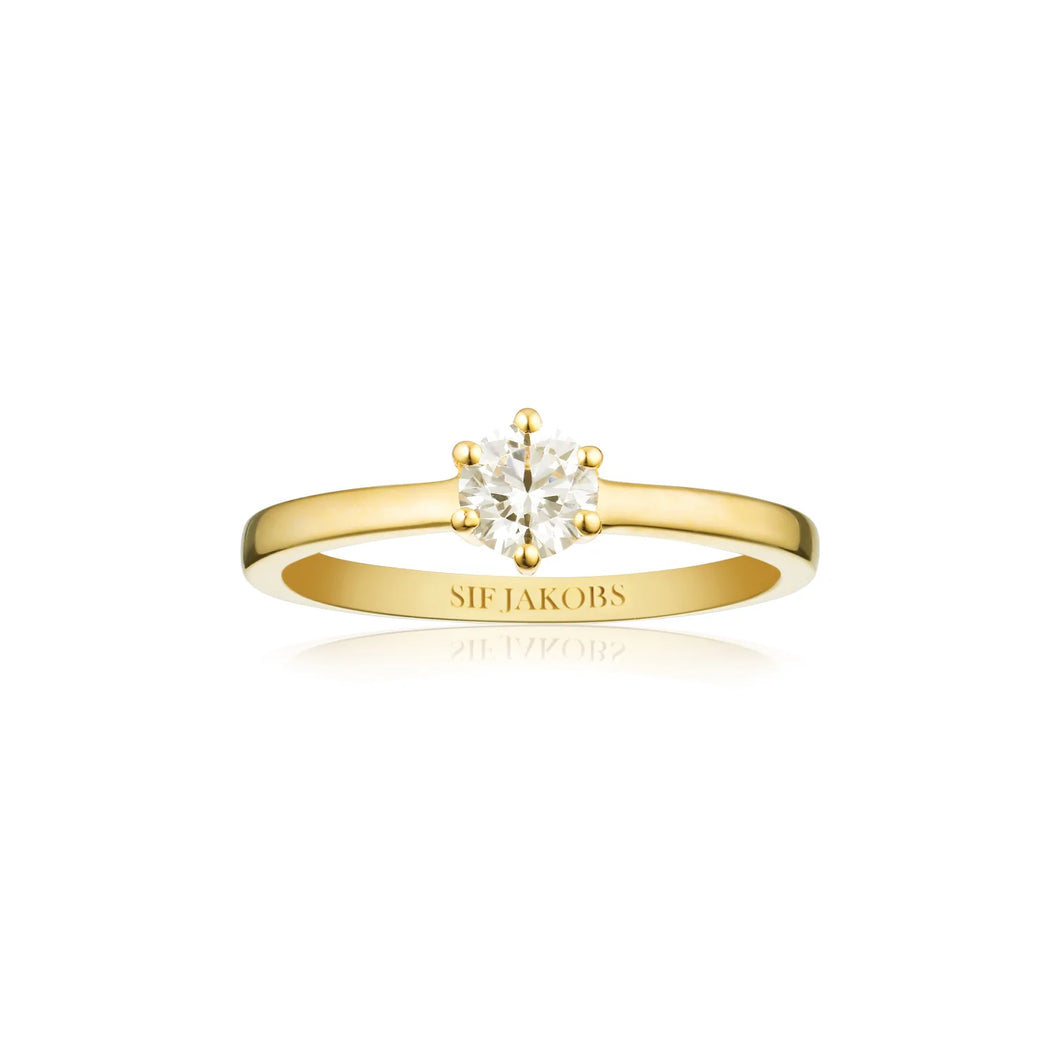 Ring Ellera Uno Pianura Grande - 18K Gold Plated With White Zirconia